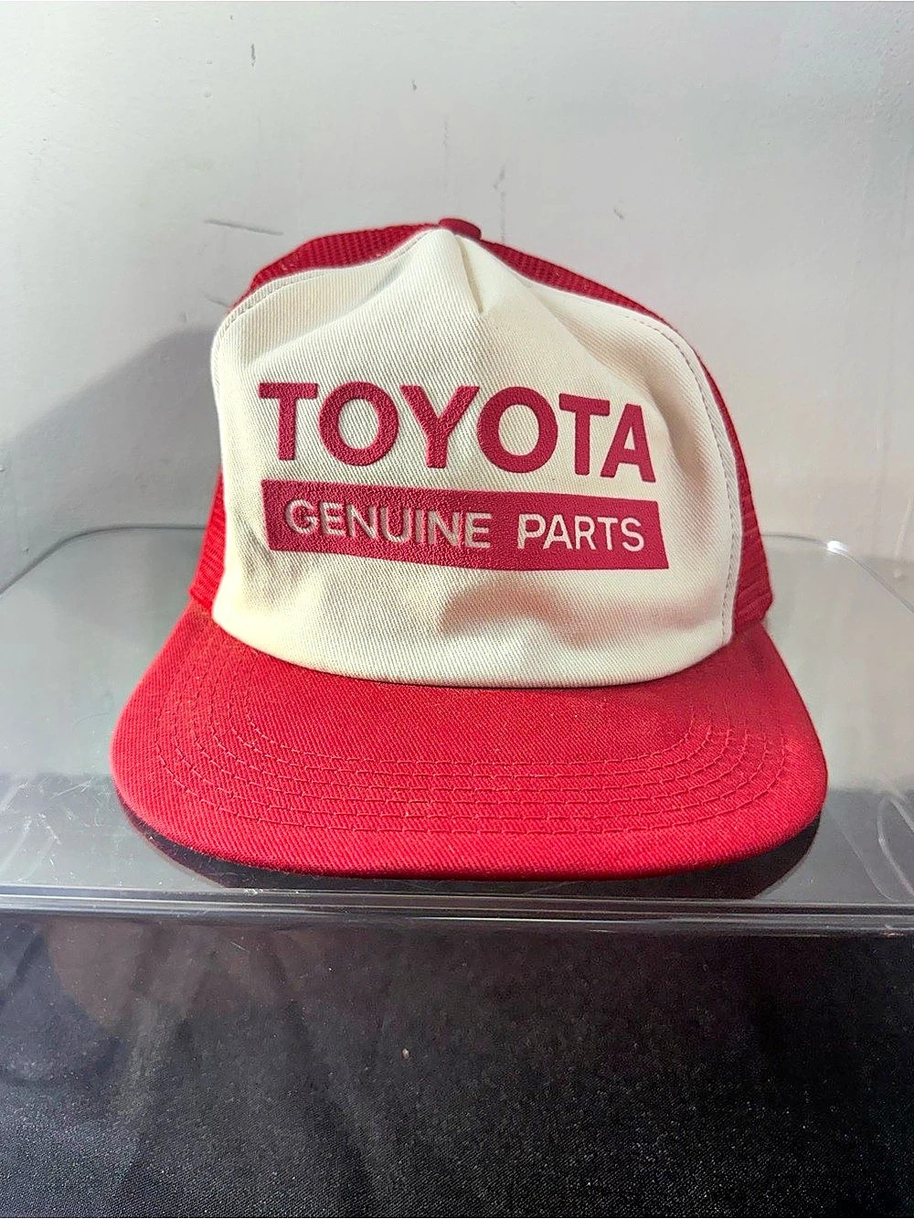 Toyota Genuine Parts Vintage Mesh Trucker Hat Red & White
